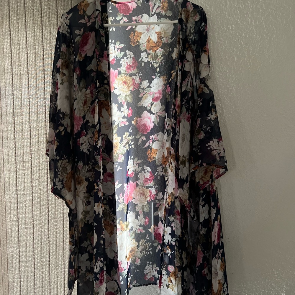Sheer 3x Floral Summer Spring Wrap Dolman Sleeves Plus Size Chic Soul